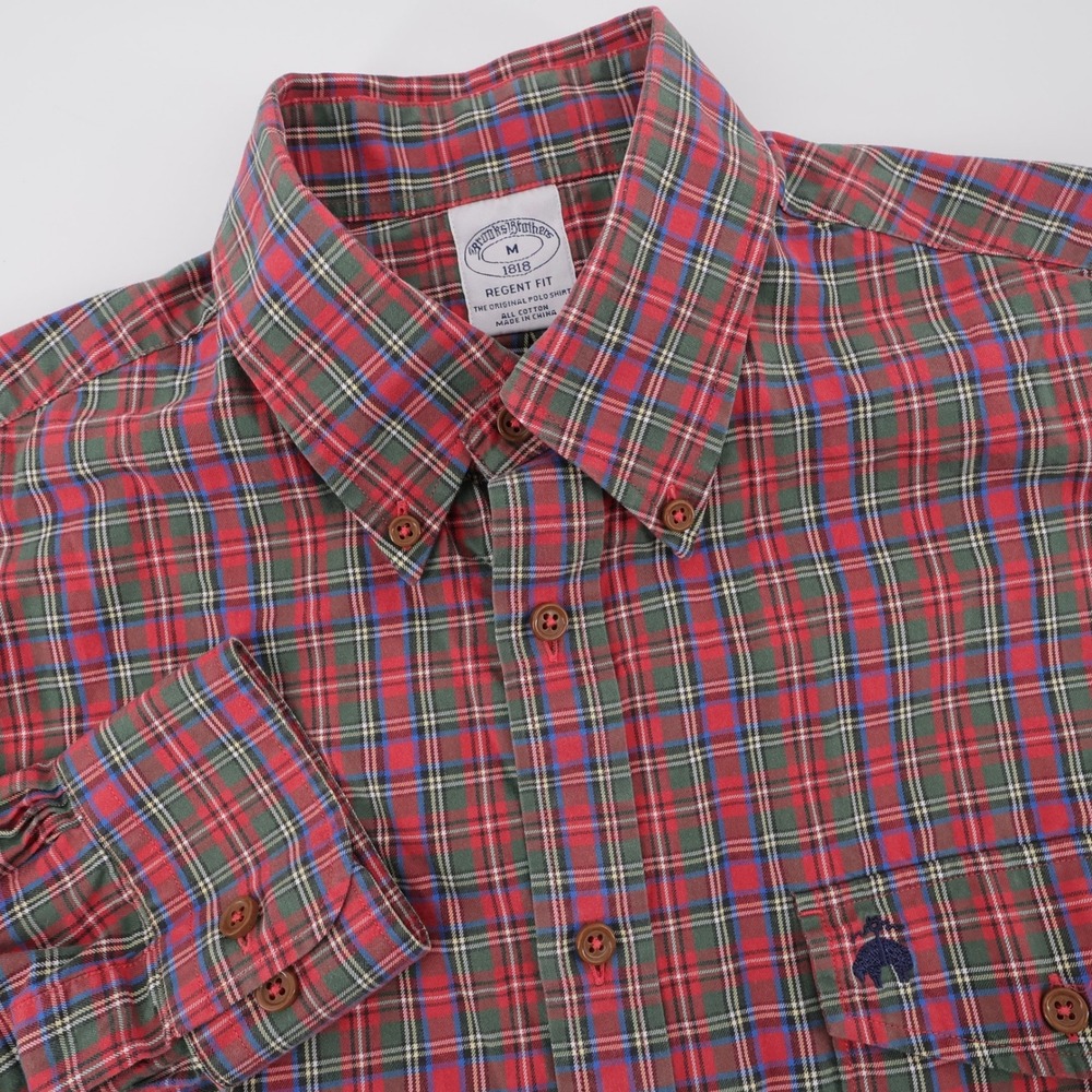 Brooks Brothers Regent Fit Plaid Button Down Red Long Sleeve Mens M